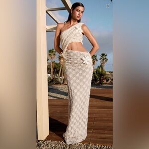 ASOS Cream One-Shoulder Maxi Dress